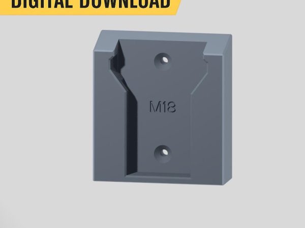 Milwaukee M18 Battery Holder Wall Mount: 3D Printable STL File (Digital Download)